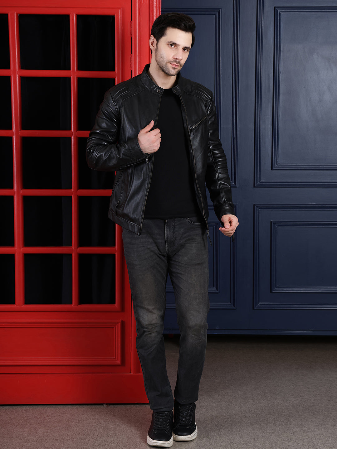 Stylish Black Pure Leather Jacket for Men