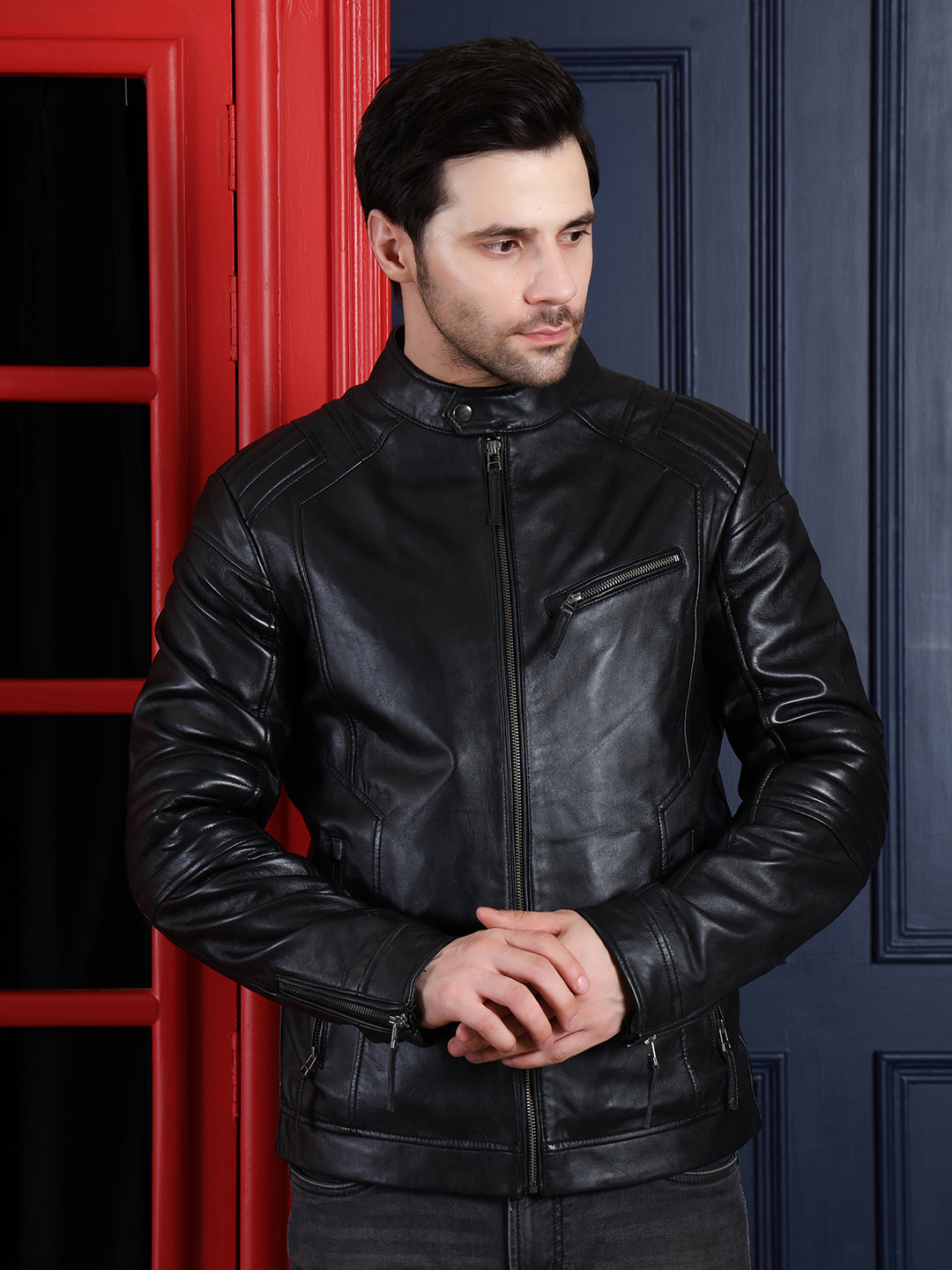 Stylish Black Pure Leather Jacket for Men