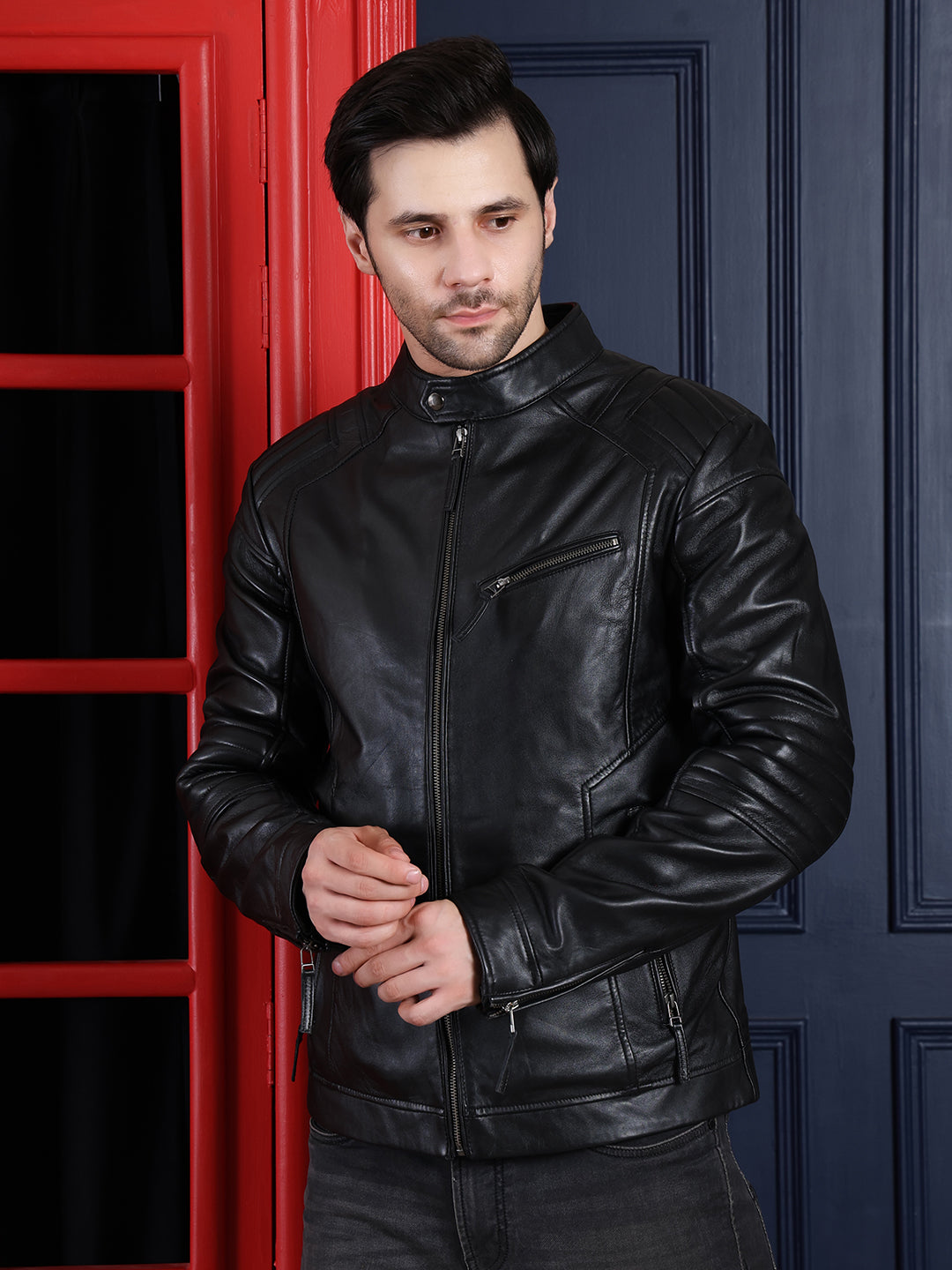 Stylish Black Pure Leather Jacket for Men