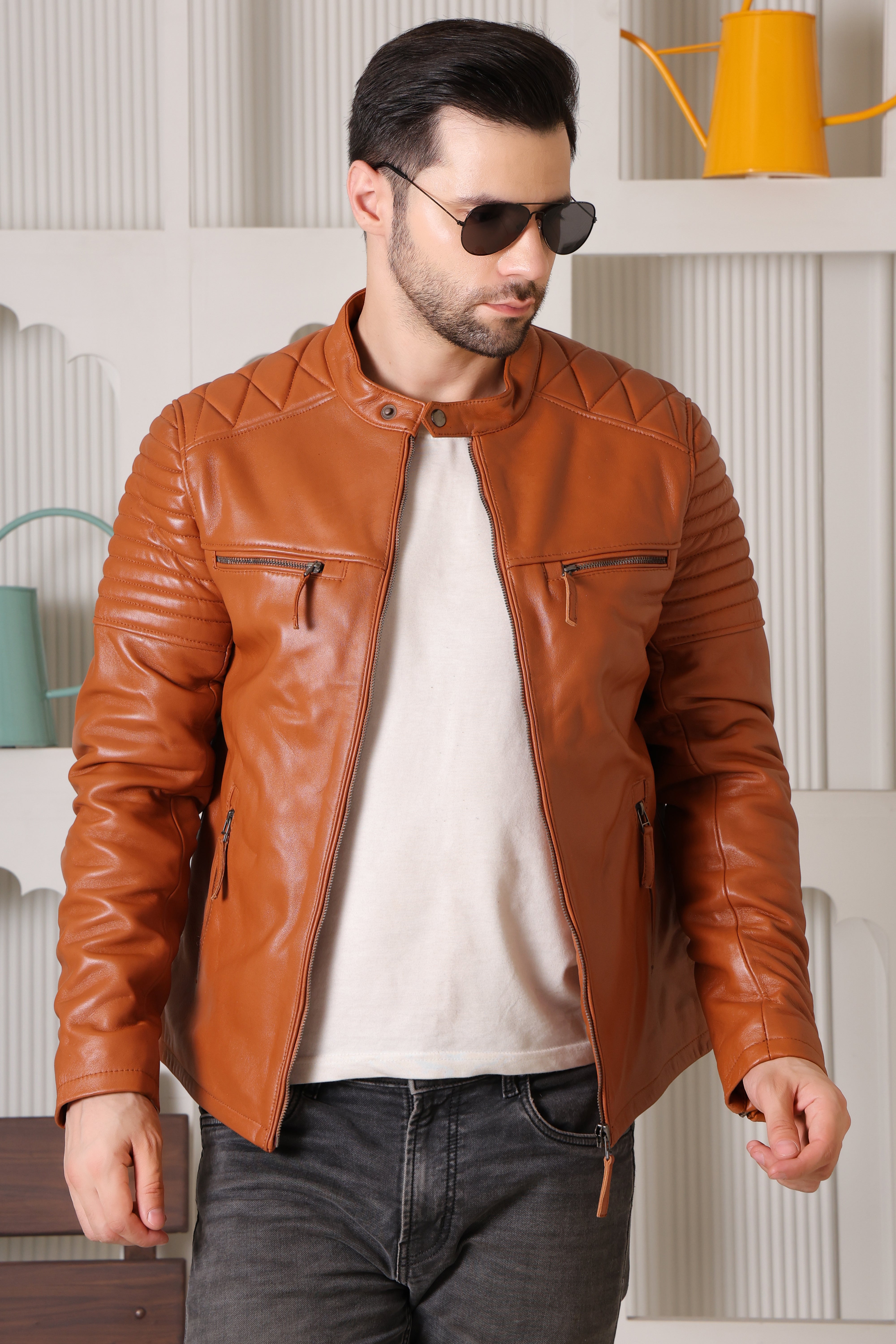Men’s Pure Leather Tan Colour Jacket