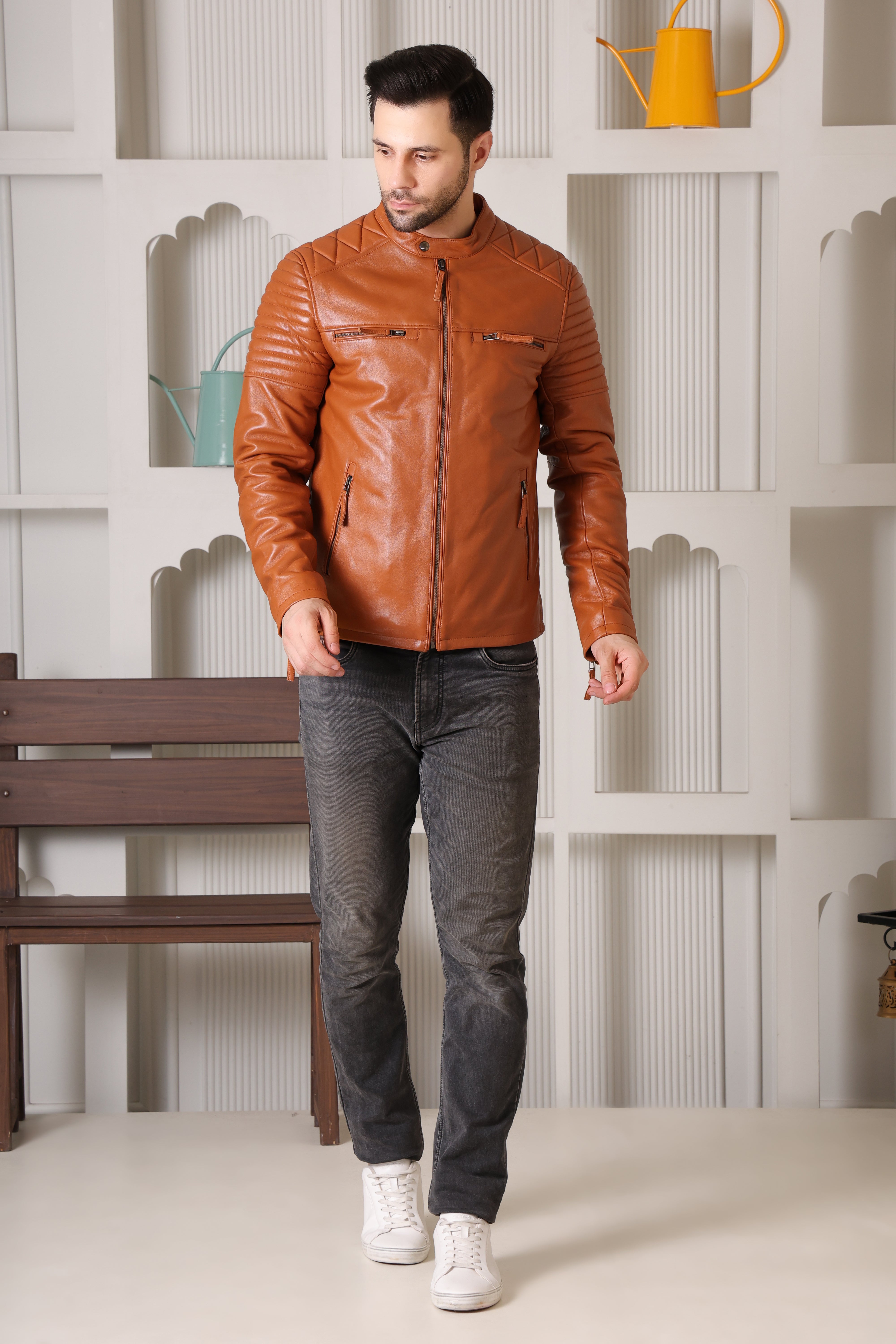 Men’s Pure Leather Tan Colour Jacket