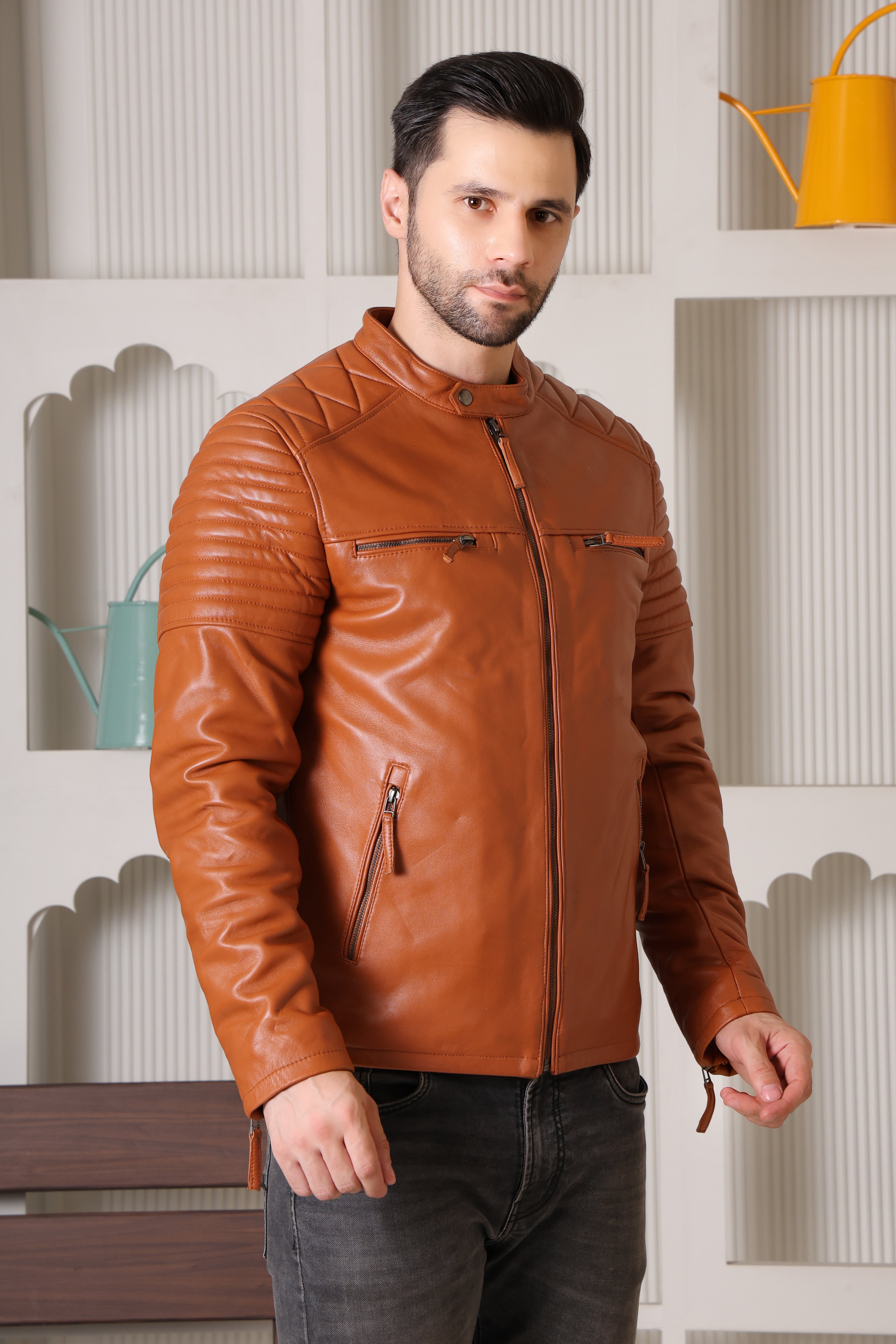 Men’s Pure Leather Tan Colour Jacket