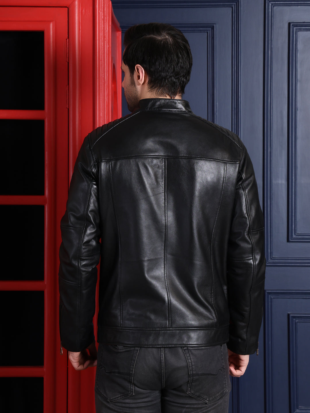 Men’s Real Leather Jacket with Zipper Closure