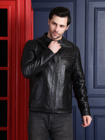 Cool Equal Men’s Pure Leather Biker Jacket