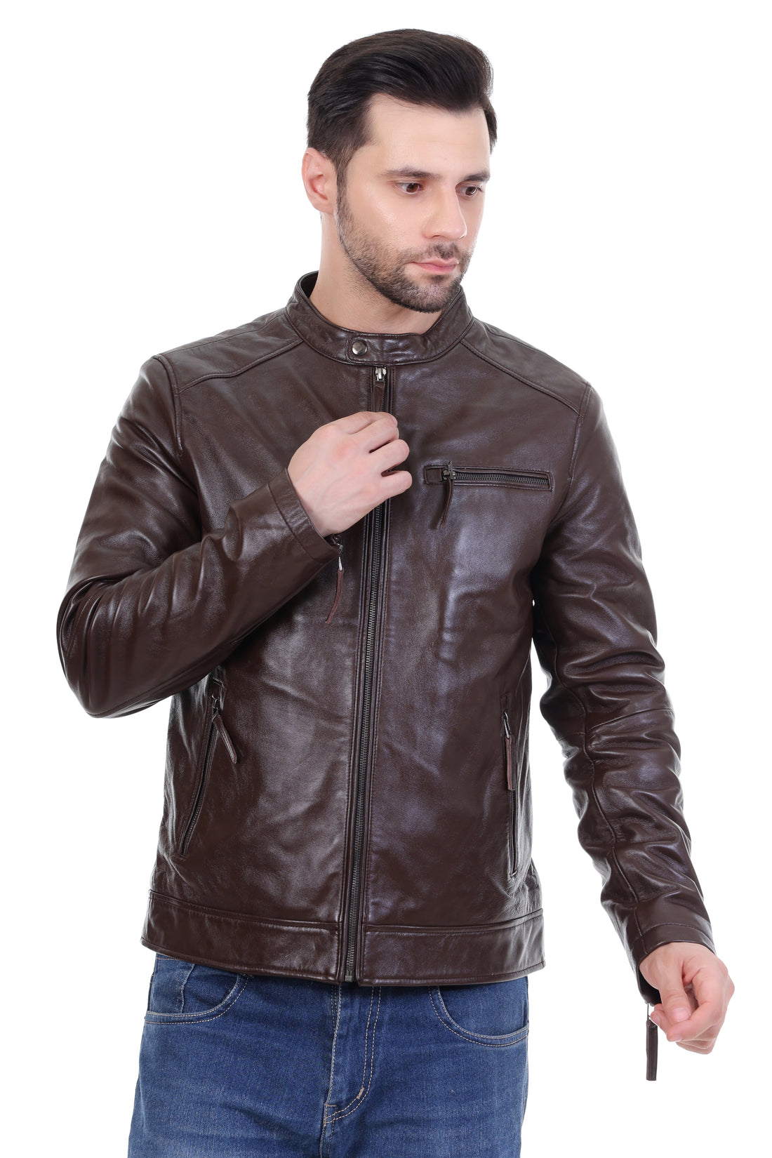 Cool Equal Men's Pure Leather Brown Jacket – Premium Quality Stylish Winter wear