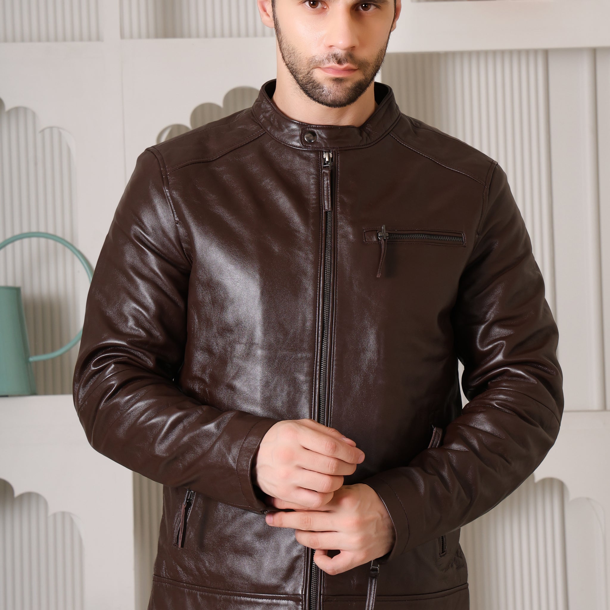 Cool Equal Men's Pure Leather Brown Jacket – Premium Quality Stylish Winter wear