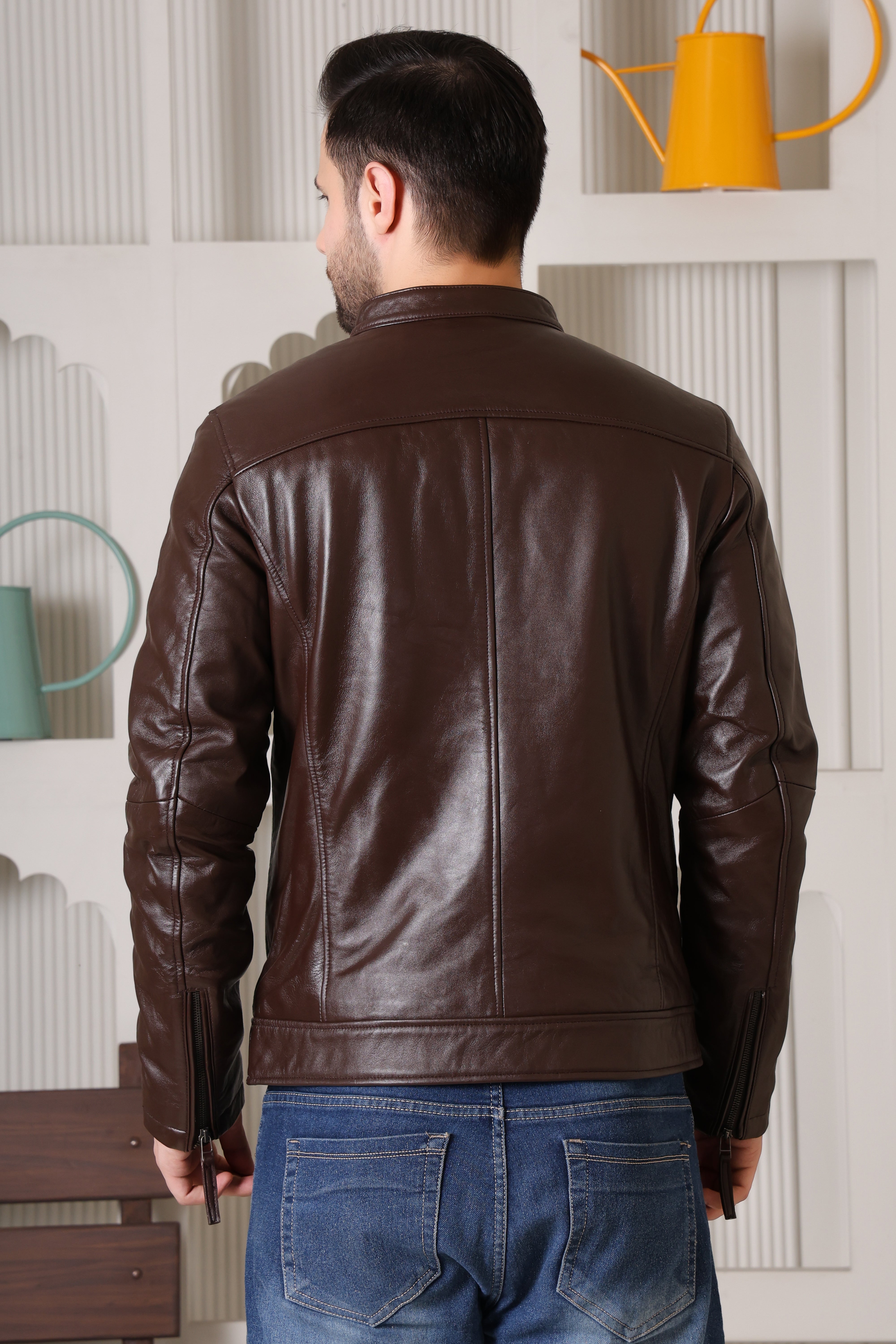 Cool Equal Men's Pure Leather Brown Jacket – Premium Quality Stylish Winter wear