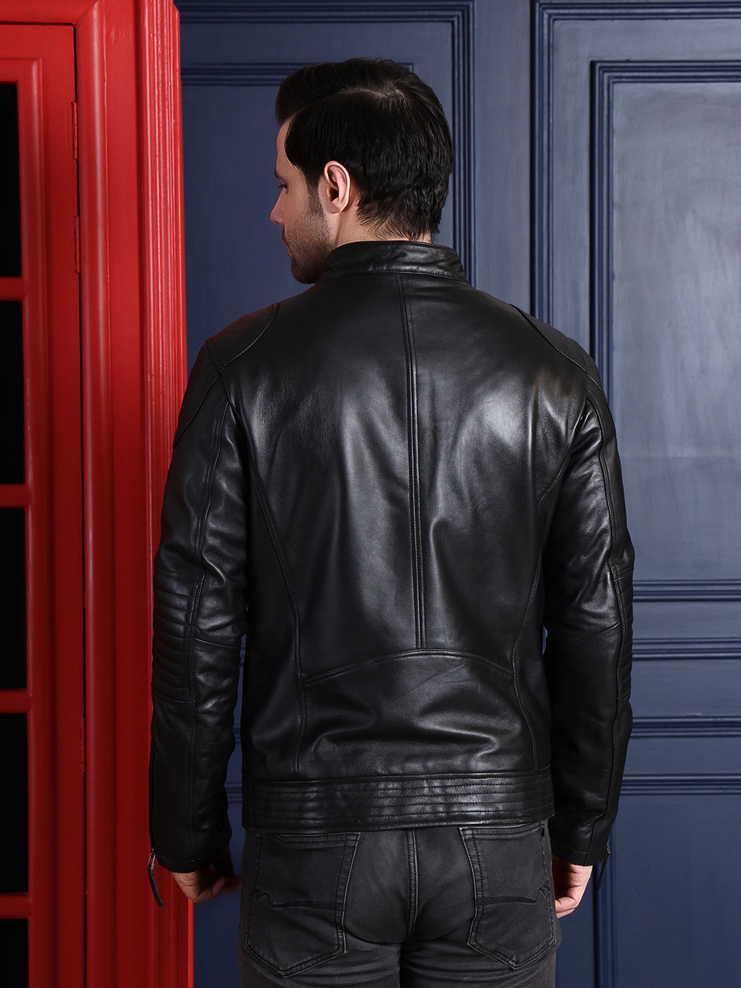 Cool Equal Men’s Pure Leather Black Jacket – Premium Winter Style with Front Zip Closure